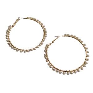 Faux Pearl Hoop Earrings